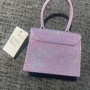 Brand NWT light purple bedazzled cross body w top handle